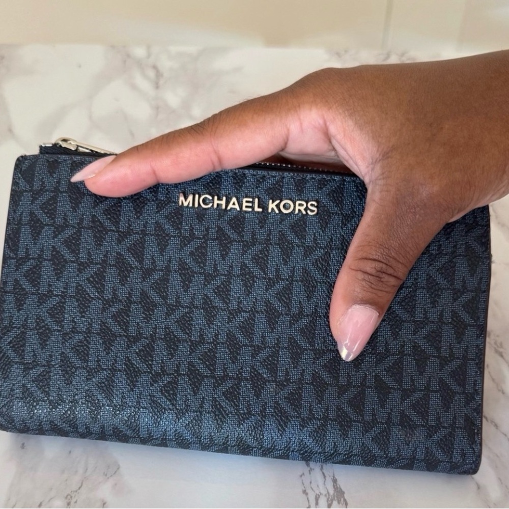 Michael Kors Navy Monogram Clutch